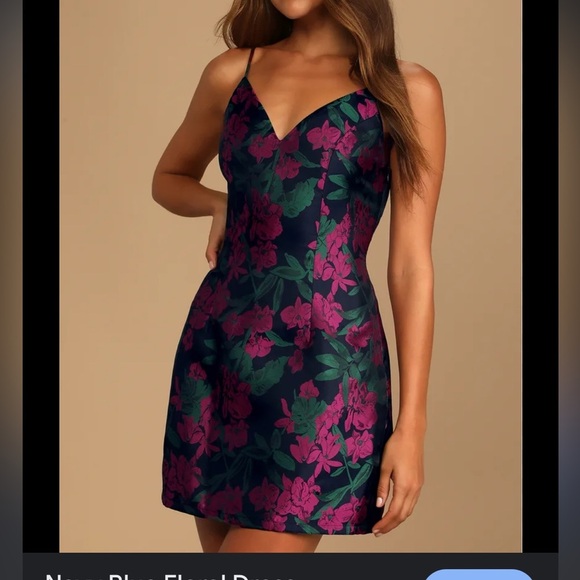 Lulus Dresses & Skirts - ♥️♥️Absolutely Exquisite Navy Blue Floral Jacquard Mini Dress ♥️♥️